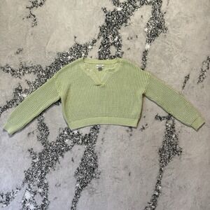 Haute Hippie Sweater Womens Size‎ M Green Knit Pullover Long Sleeve 100% Cotton